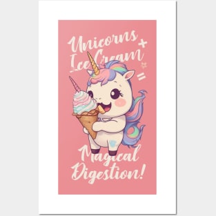 unicorn with ice-cream Posters and Art